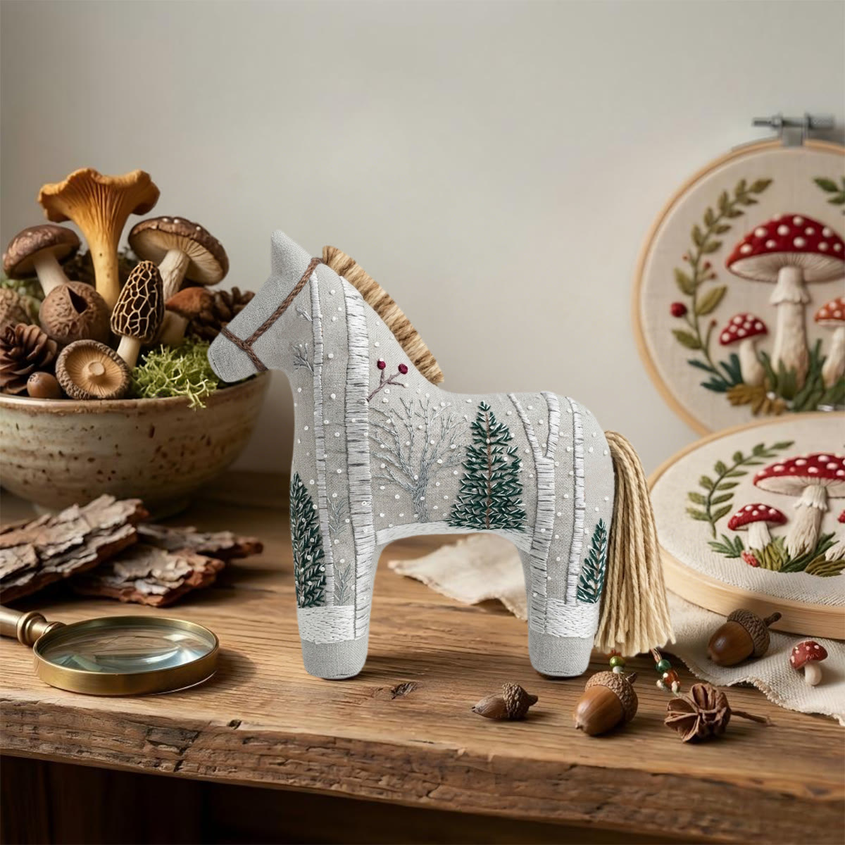 Rubbyoo Dala Horse Embroidery Kit - Birch Tree Forest | Elegant Housewarming Gift | Modern Farmhouse Decor - image 3