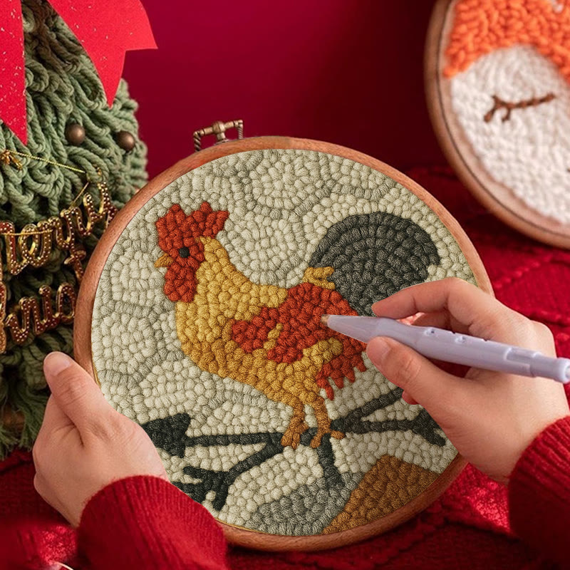  Dawn Rooster Punch Needle Kit - Animal Stitching Artwork | Easy Craft For Adults And Children  - image 3