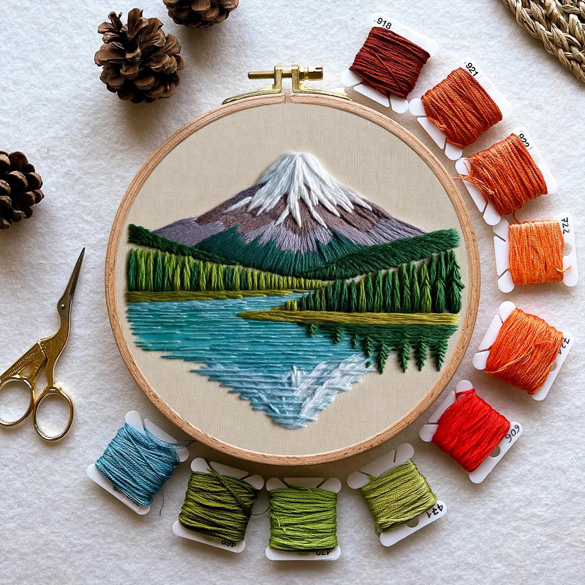 Rubbyoo Embroidery Kit - Snow-capped Mountain Lake | Accessible Diy | Serene Home Vibe - image 11