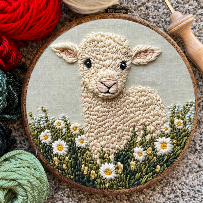 Little Lamb Punch Needle Kit - Daisies Pattern Craft | Perfect For Beginners - image 6