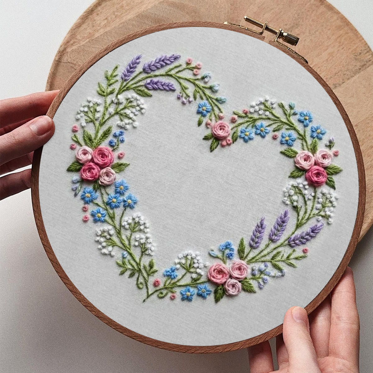 Rubbyoo Embroidery Kit - Floral Heart Design | Flowers Home Decor | Beginner Easy Handicraft  - image 6