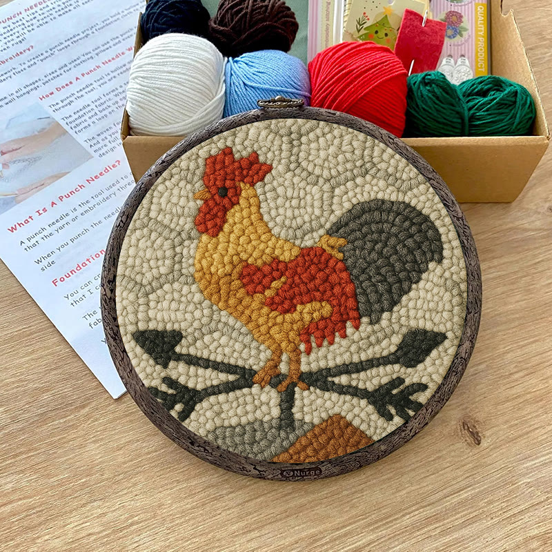  Dawn Rooster Punch Needle Kit - Animal Stitching Artwork | Easy Craft For Adults And Children  - image 8