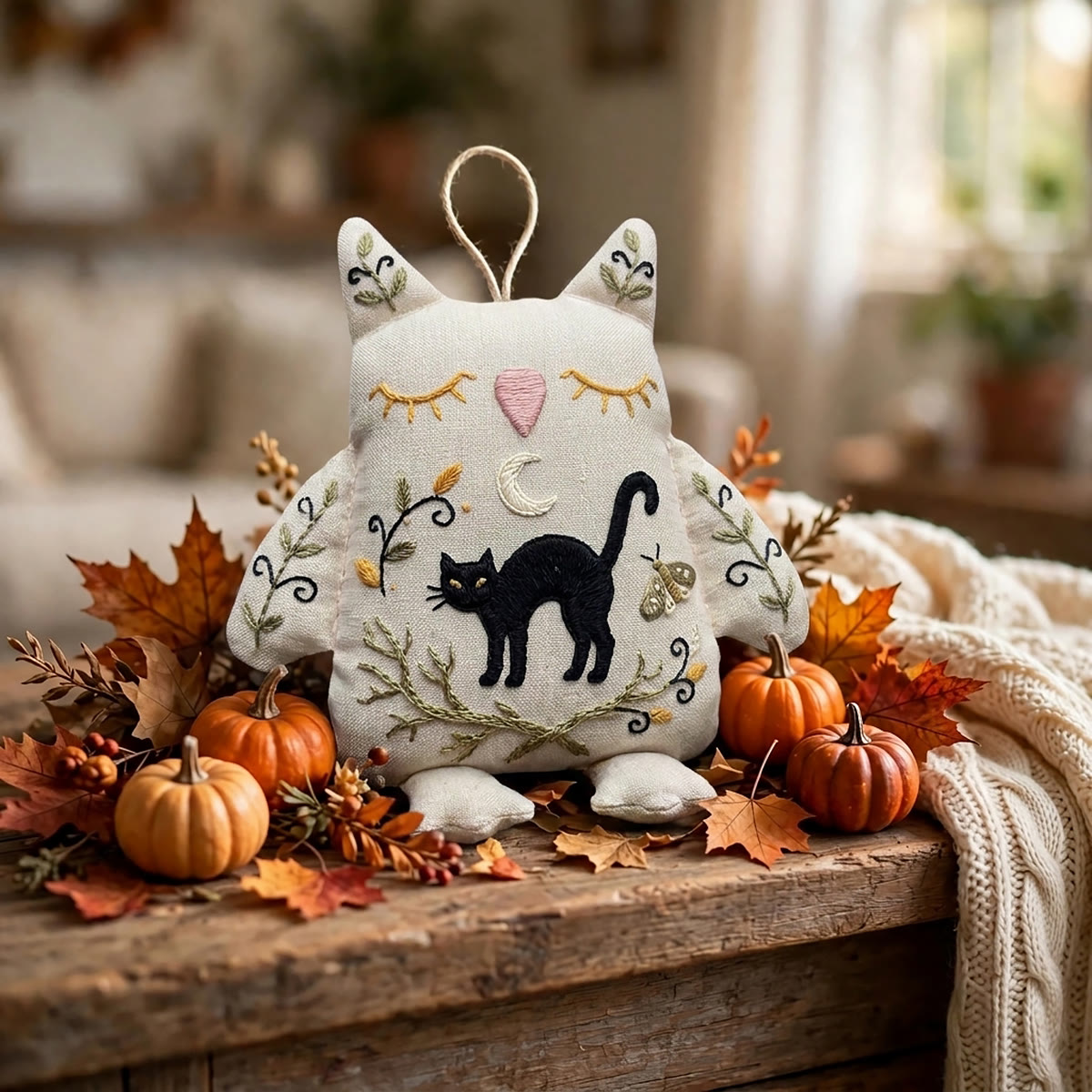 Rubbyoo Owl Embroidery Kit - Arching Black Cat | Gift For Owl Lovers | Minimalist Halloween Decor - image 6
