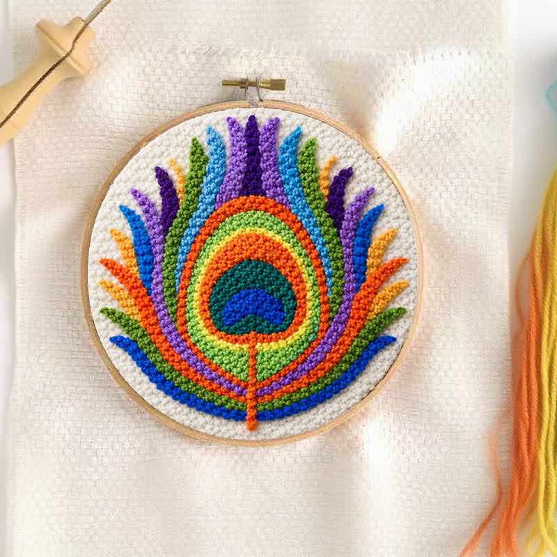 Peacock Feather Punch Needle Kit - Creative Yarn Art | Nice Hanging Ornament - image 5