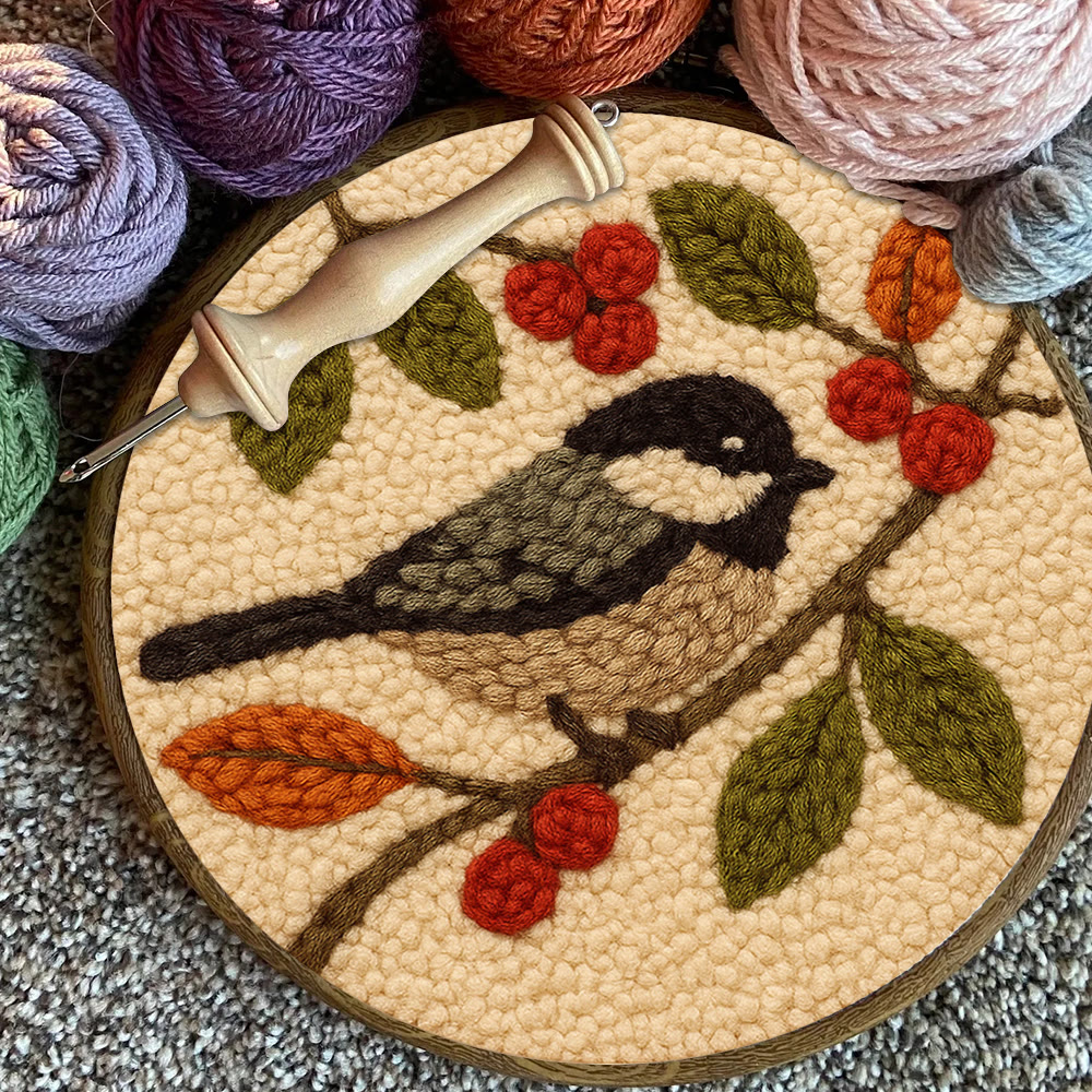 Chickadee Birds Punch Needle Kit - Diy Home Ornament | Beginner Friendly Needlework - image 7