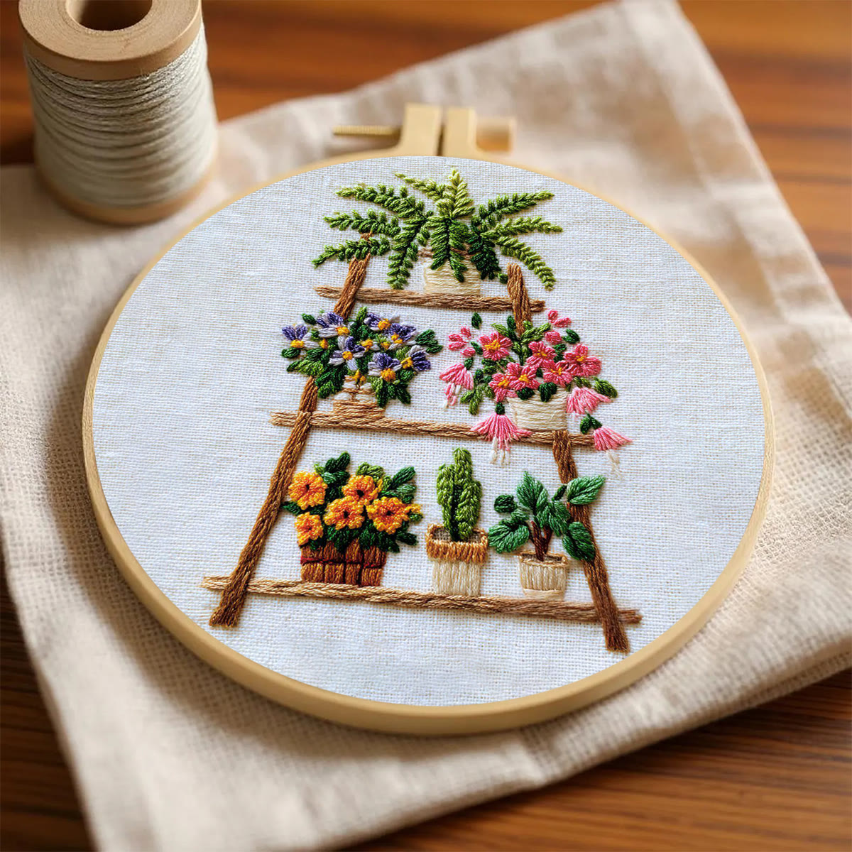 Rubbyoo Embroidery Kit - Plant Ladder | Diy Home Decor | Handmade Hoop Art  - image 5