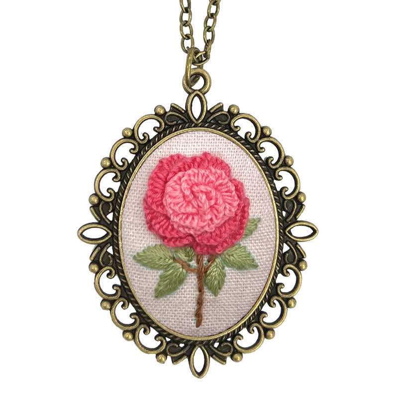 Hand Embroidered Pendant Necklace - Pattern 1 - image 5