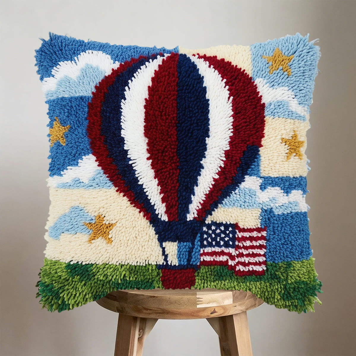 Rubbyoo Latch Hook Pillow Kit - Hot Air Balloon | 4th Of July Hostess Gift | Kids Room Cushion - image 5