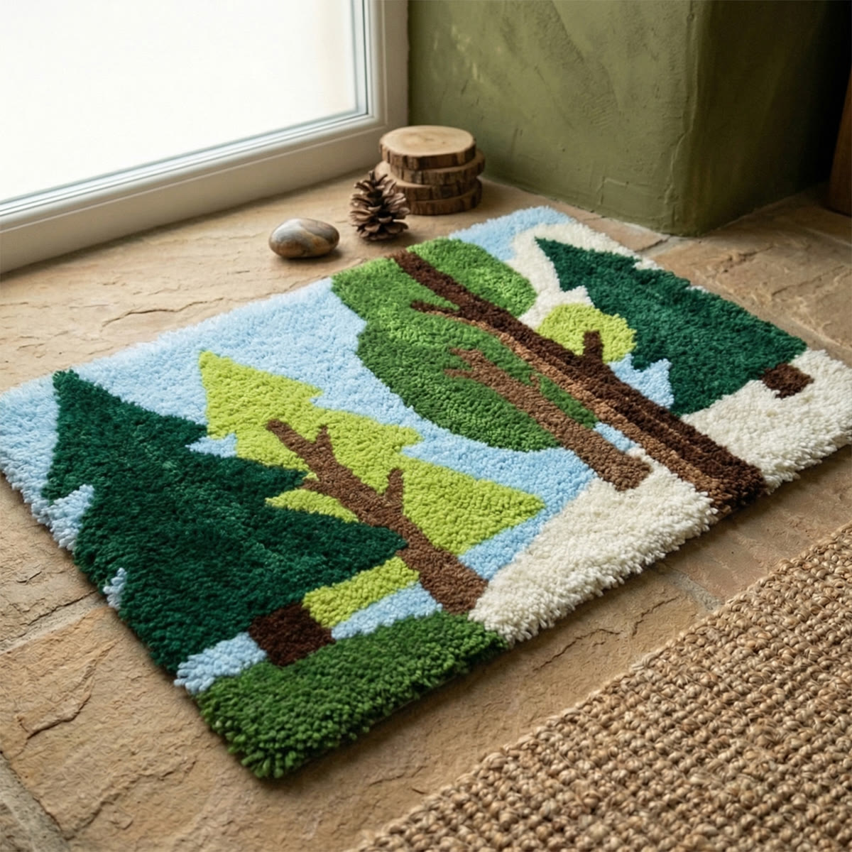 Rubbyoo Latch Hook Rug Kit - Forest Scene | Bedroom Decorative Rug | New Home Gift - image 3