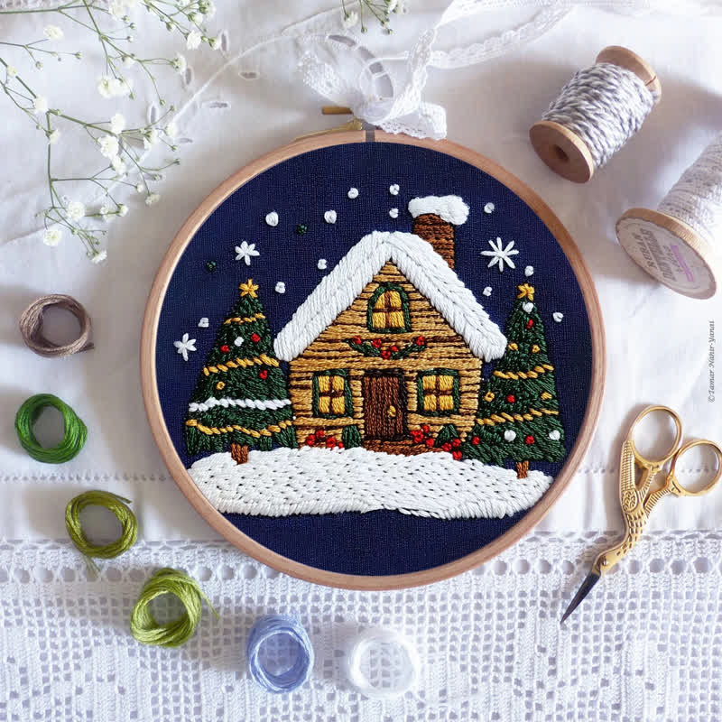Rubbyoo Embroidery Kit -Art Winter Cottage - image 8
