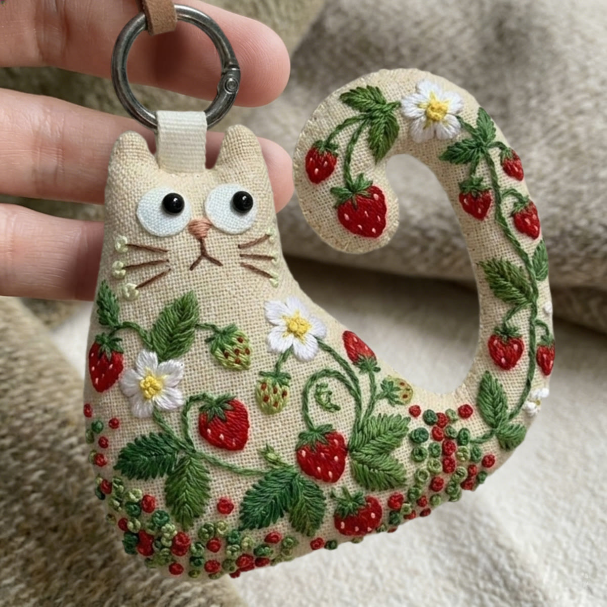 Rubbyoo Cat Embroidery Kit - Wild Strawberry Vine | Whimsical And Sweet Gift | Summer Bag Decor  - image 7