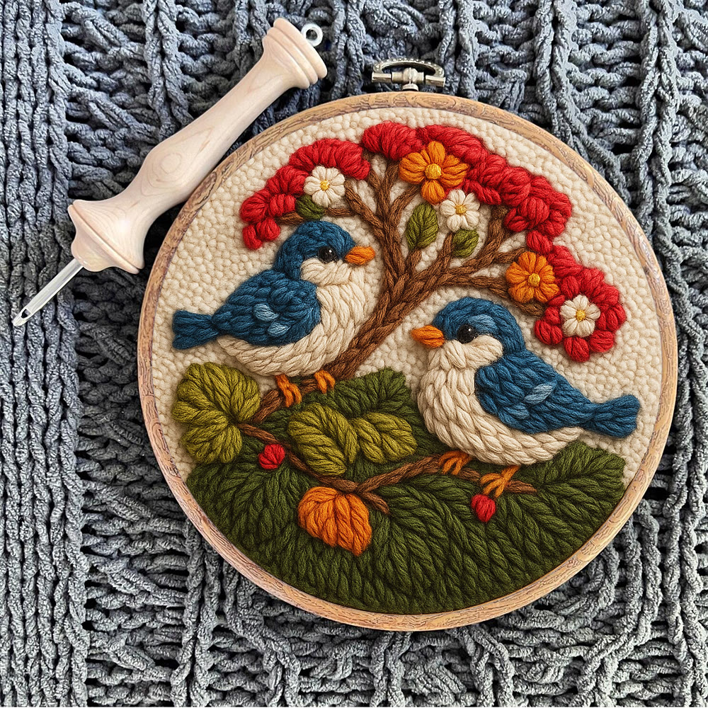  Stunning Birds Punch Needle Kit - Diy Punch Needle Coaster | Bird Needle Artwork | Beginner Handmade Craft - image 8