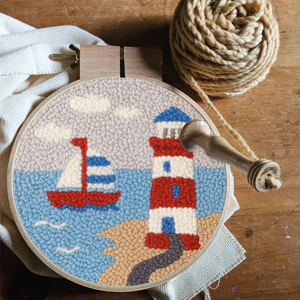 Seaside Lighthouse Punch Needle Kit - Handcrafted Art | Vibrant Handcraft Treasure - image 7