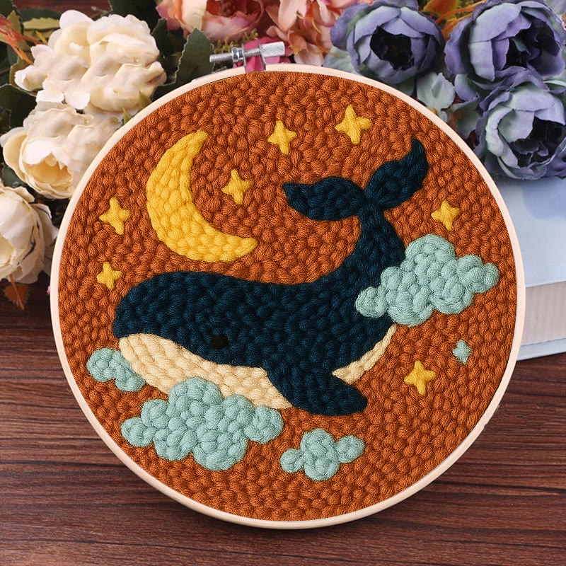 Moon And Whale Punch Needle Kit - Adorable Animal Craft | Diy Gifts For Friends - image 7