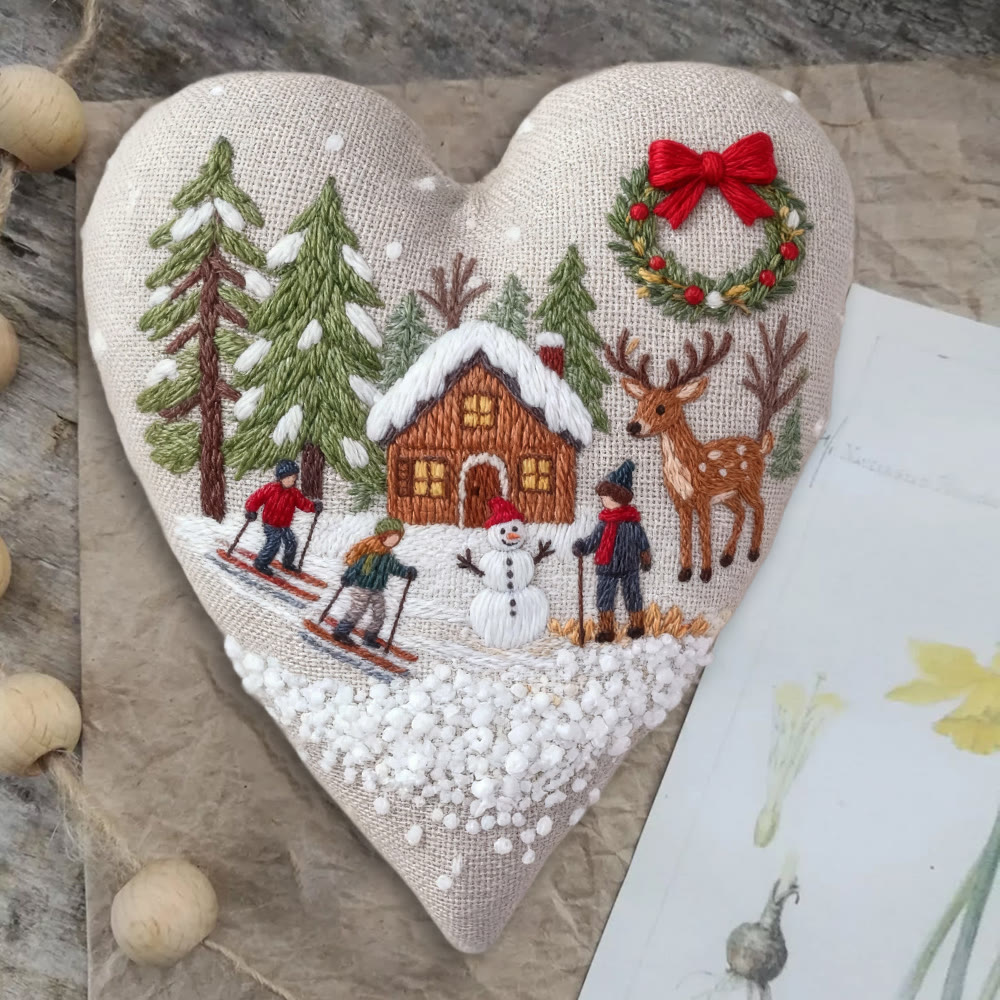 Rubbyoo Heart Embroidery Kit - Winter Skiing | Christmas Stitch Art | Diy Handmade Craft  - image 9