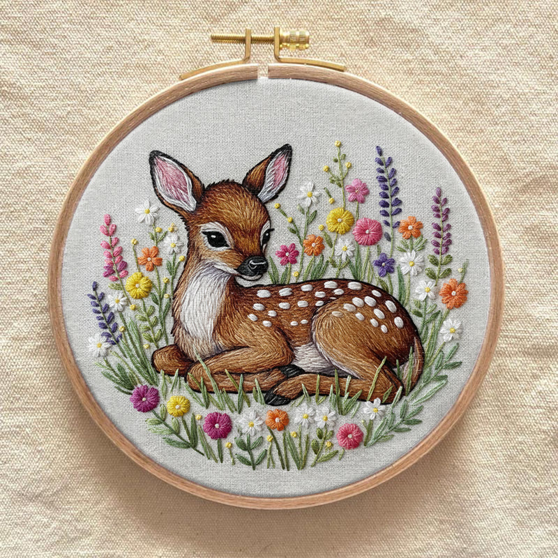 Rubbyoo Embroidery Kit - Stunning Sika Deer | Floral Animal Craft | Perfect Stitch Art For Decoration - image 6