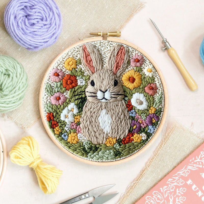Floral Rabbit Punch Needle Kit - Bunny Artwork Collection | Unique Holiday Gifts - image 9