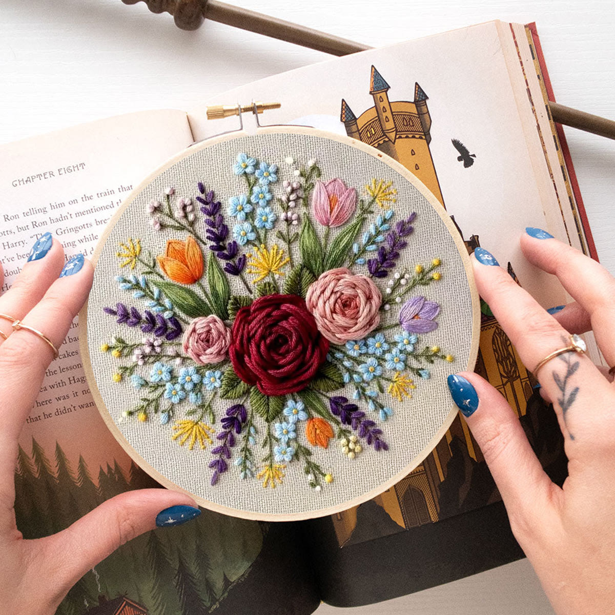 Rubbyoo Embroidery Kit - Romantic Roses | Handmade Gift For Her | Diy Valentine Day Gift - image 4