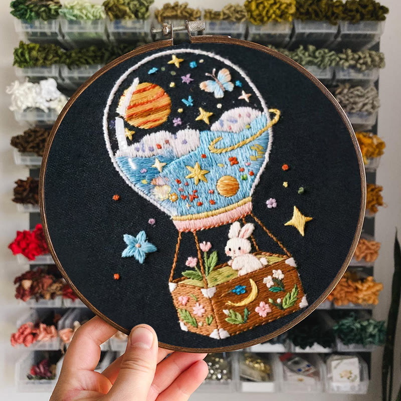 Rubbyoo Embroidery Kit - Starry Balloon Journey | Dreamlike Stitch Artwork | Handmade Decorative Piece - image 8