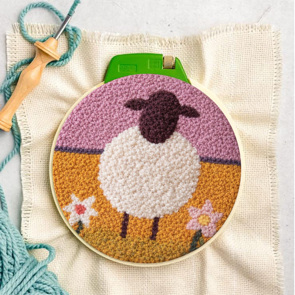 Lovely Sheep Punch Needle Kit - Diy Animal Design | Wall Hanging Decor - image 6