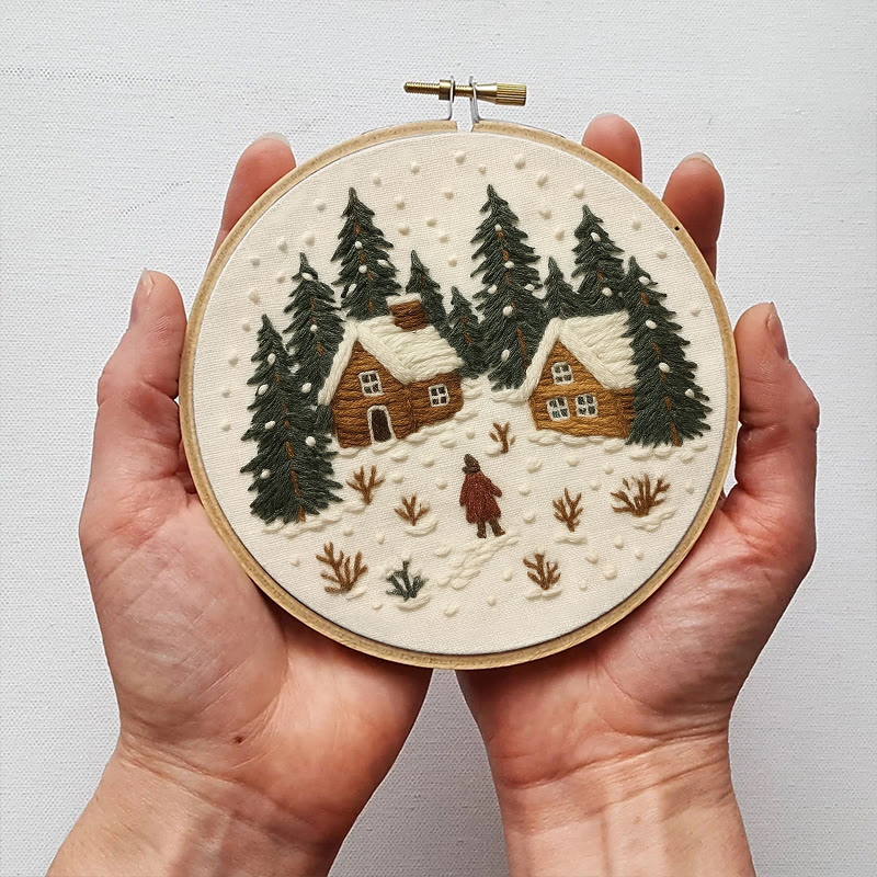 Rubbyoo Embroidery Kit - Snowy Town | Winter Landscape Craft | Christmas Handmade Decor  - image 7