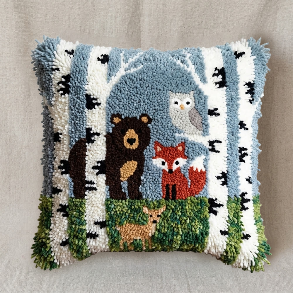 Rubbyoo Latch Hook Pillow Kit - Woodland Animal  | Handmade Pillow Cover | Perfect Craft For Beginnner - image 8