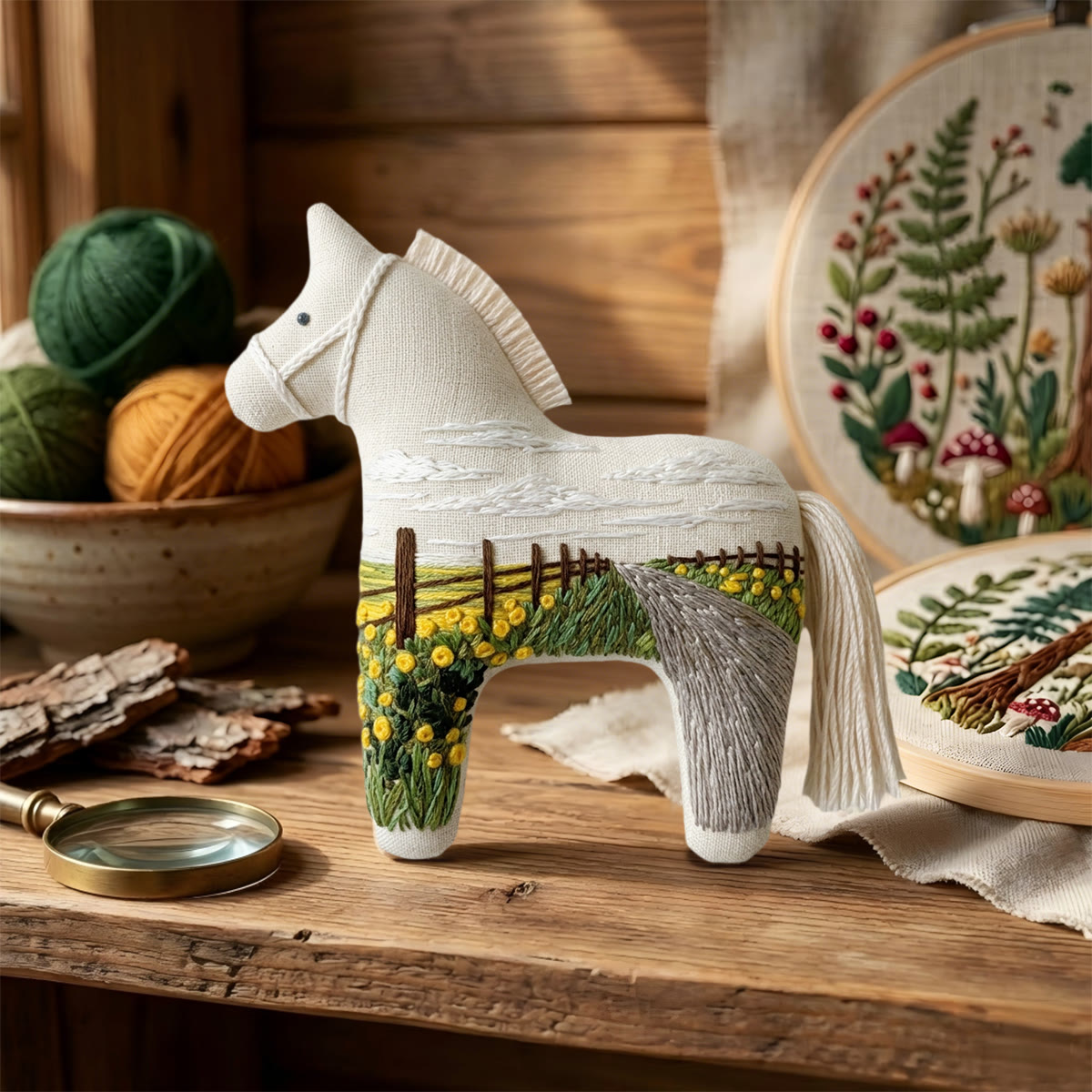 Rubbyoo Dala Horse Embroidery Kit - Suburban Scenery | Stuffed Handmade Toy | Unique Home Decor - image 4