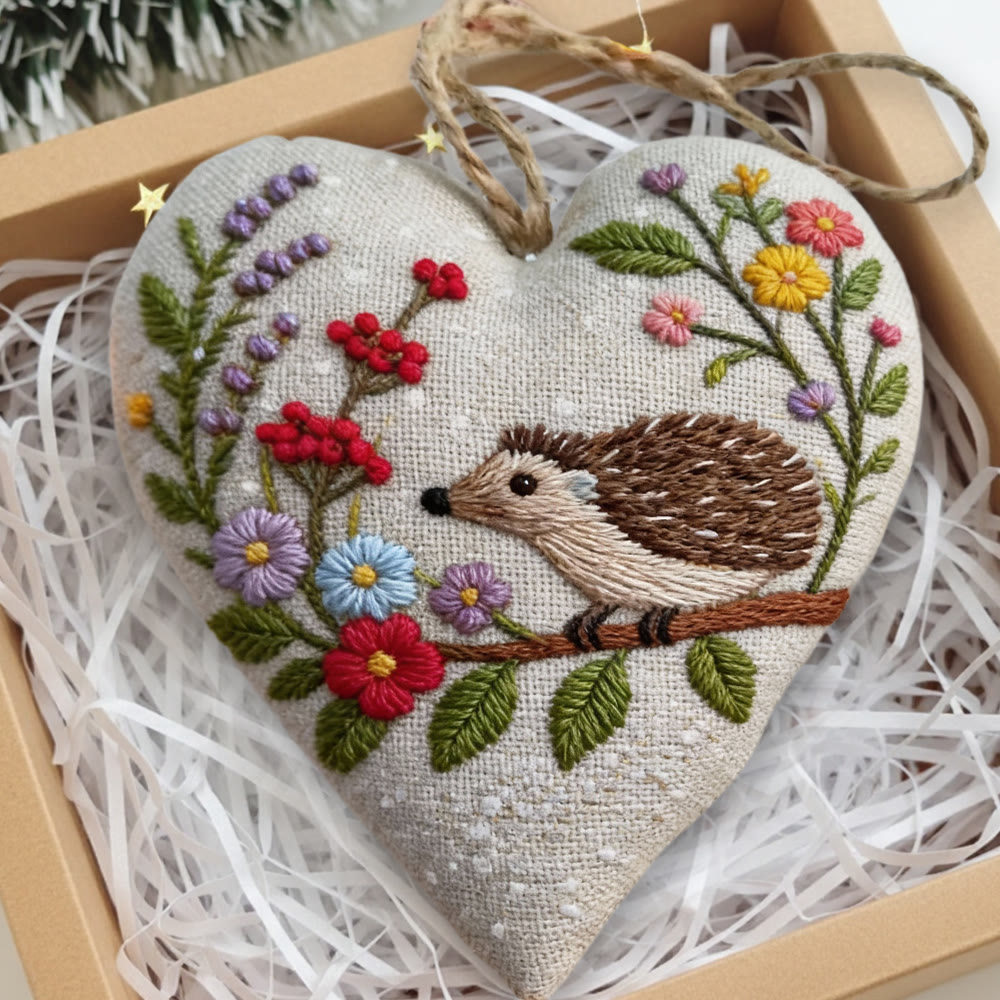 Rubbyoo Heart Embroidery Kit - Hedgehog With Floral Wreath Pattern | Novice-friendly Craft | Charming Decor - image 8