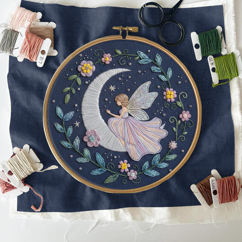 Rubbyoo Embroidery Kit - Fairy And Moon |  Celestial Needle Art | Unique Handmade Craft  - image 5