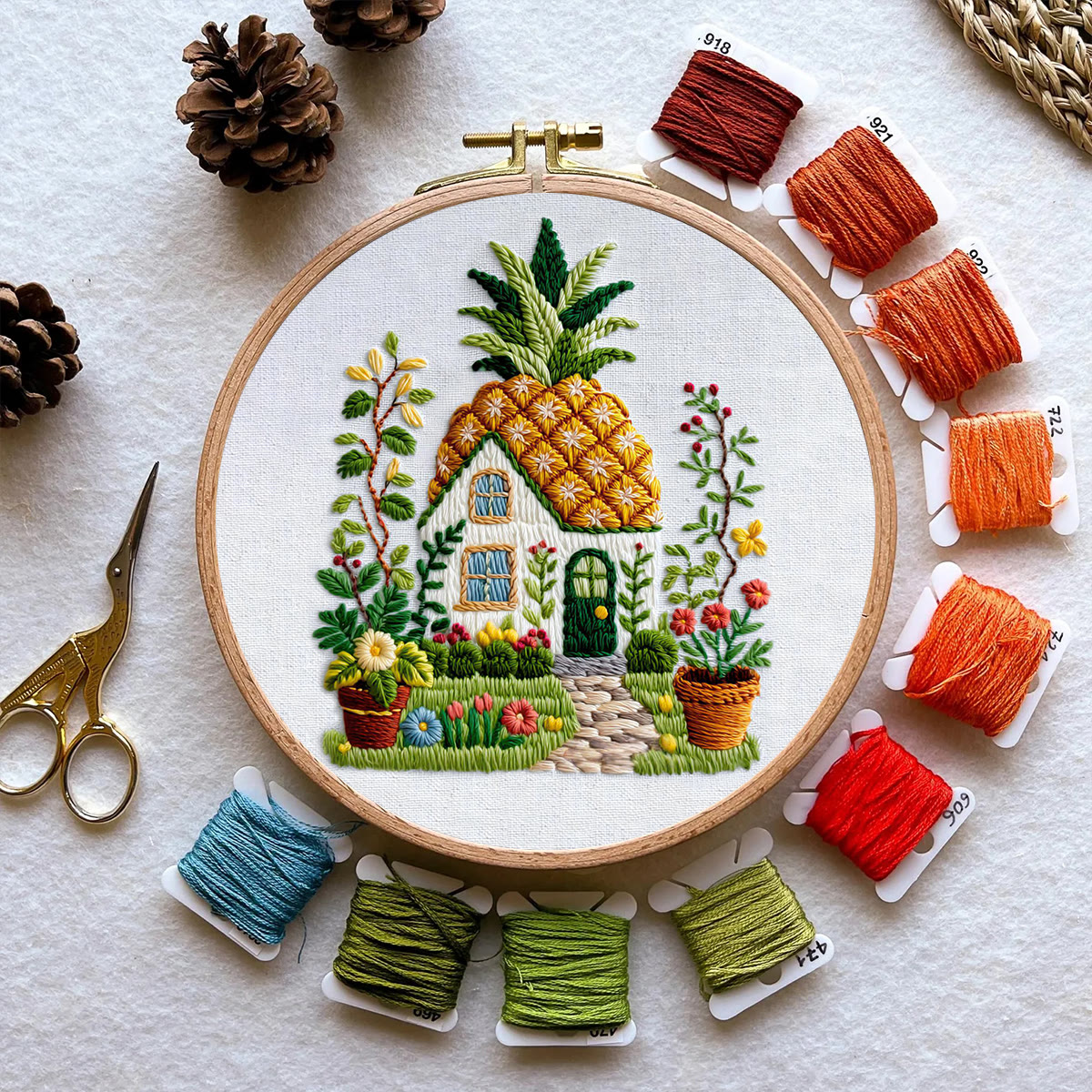 Rubbyoo Embroidery Kit - Pineapple Roof Cottage | Simple Handcraft | Charming Gift Option - image 11