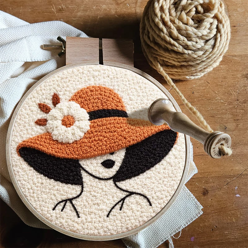 Floral Hat Lady Silhouette Punch Needle Kit - Fun Handcraft Option | Beginner Friendly Home Accent Pick - image 10