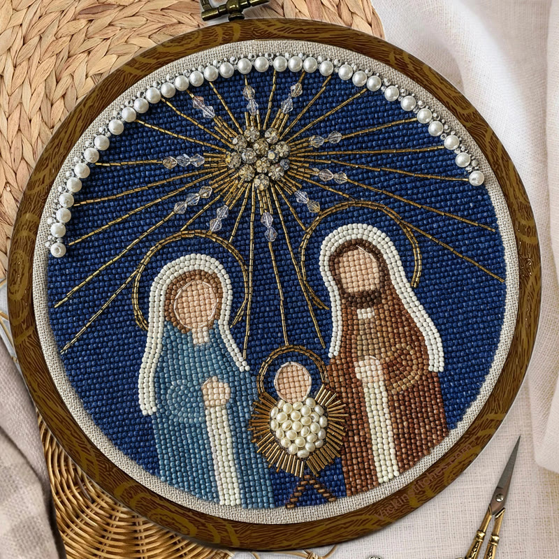 Rubbyoo Bead Embroidery Kit - Nativity Day | Creative Handmade Needlepoint | Diy Wall Hanging - image 4