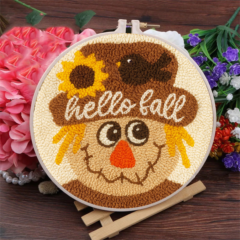 Fall Scarecrow Punch Needle Kit - Autumn Home Ornament | Diy Hanging Art - image 10