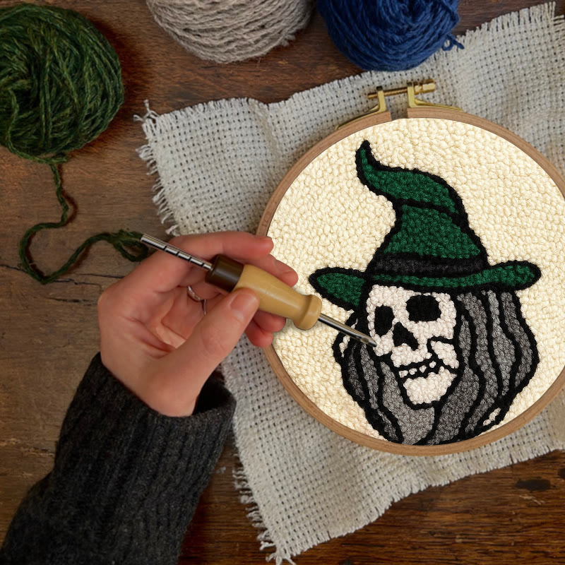 Spooky Wizard Punch Needle Kit - Halloween Skeleton Art | Nice Craft For Home Decor - image 10