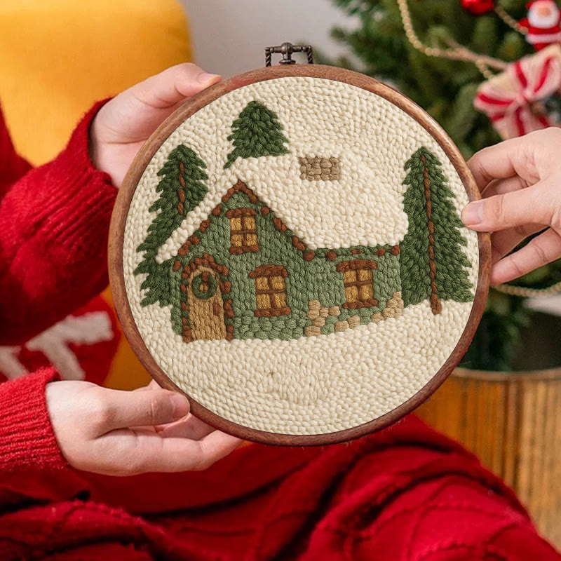  Snowy Forest Punch Needle Kit - Christmas Winter Handicraft | House Scenery For Room Decor - image 4