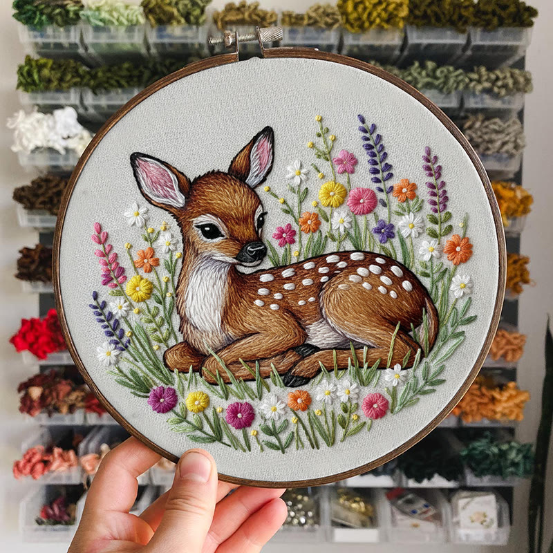 Rubbyoo Embroidery Kit - Stunning Sika Deer | Floral Animal Craft | Perfect Stitch Art For Decoration - image 8