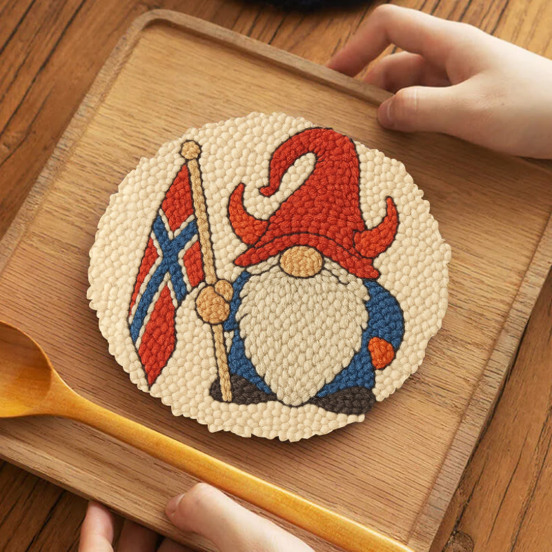 Patriot Gnome Punch Needle Kit - Diy Handmade Craft | Perfect Home Decor  - 5 inch Coaster Kit - image 10
