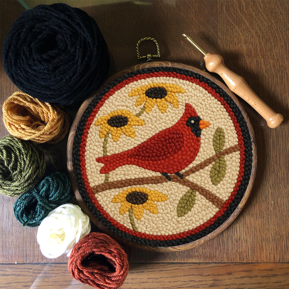 Floral Cardinal Punch Needle Kit - Nice Gifts For Bird Lovers |  Perfect For Christmas Decor - image 6