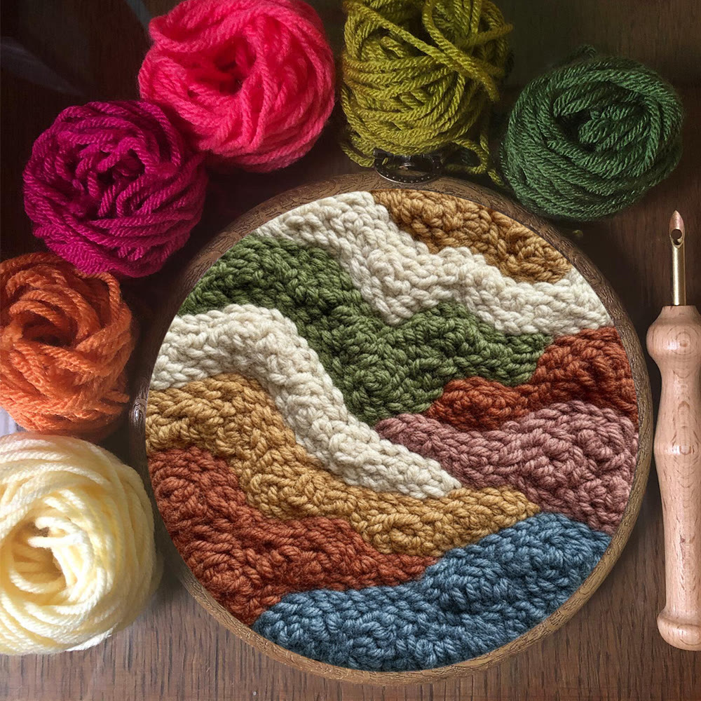 Soft-toned Wave Texture Punch Needle Kit – Stylish Artistic Wall Ornament | Effortless Simple Diy Handcraft - image 11