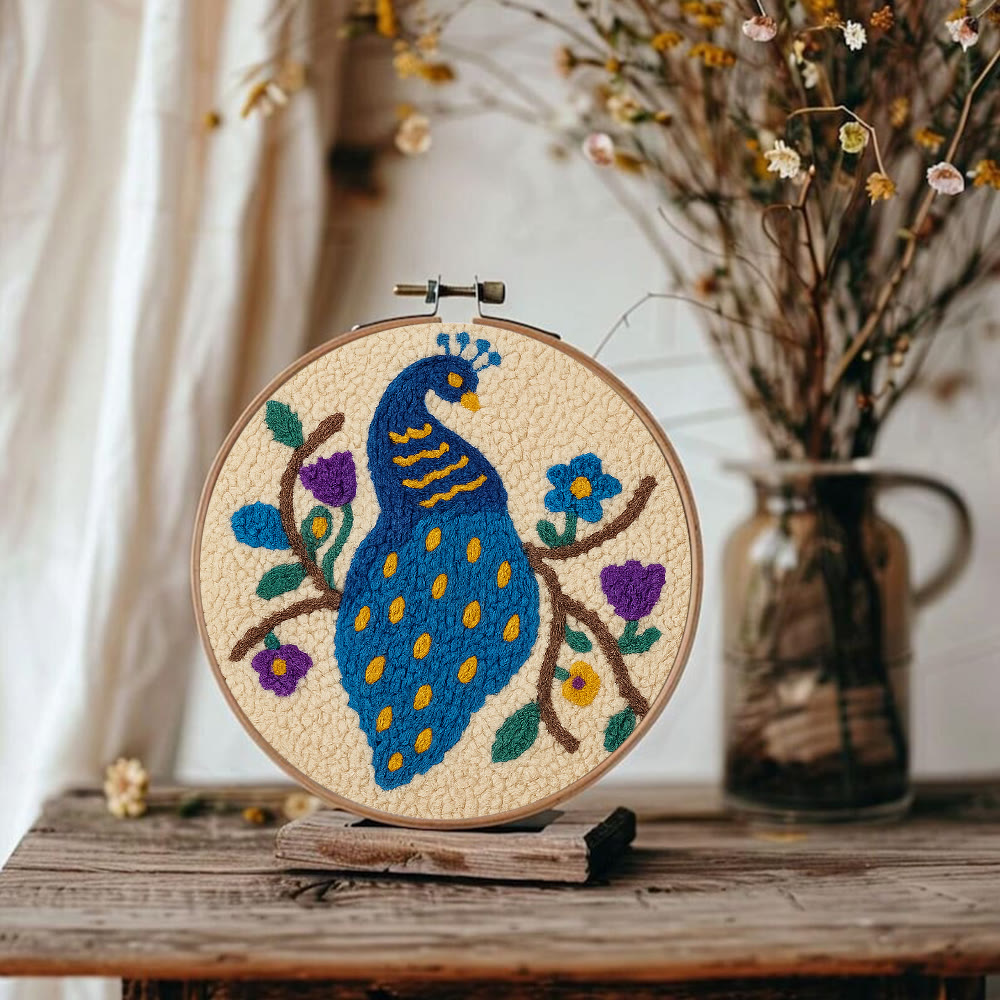 Charming Peacock Punch Needle Kit - Unique Room Decoration  | Nice Handicraft For Animal Lovers - image 8
