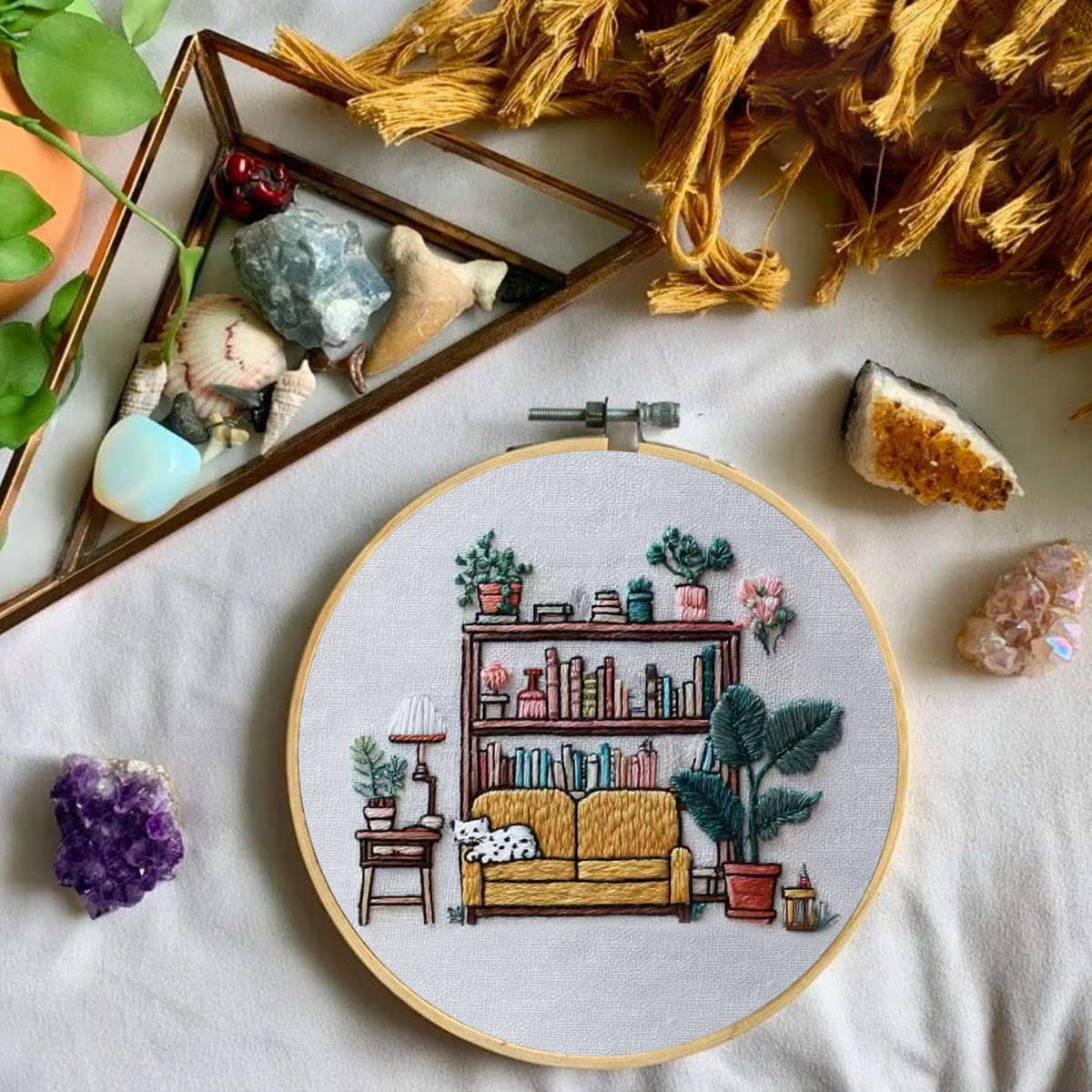 Rubbyoo Embroidery Kit - Cozy Indoor Nook With Cat | Snug Living Space Hanging | Entry-level Project - image 7