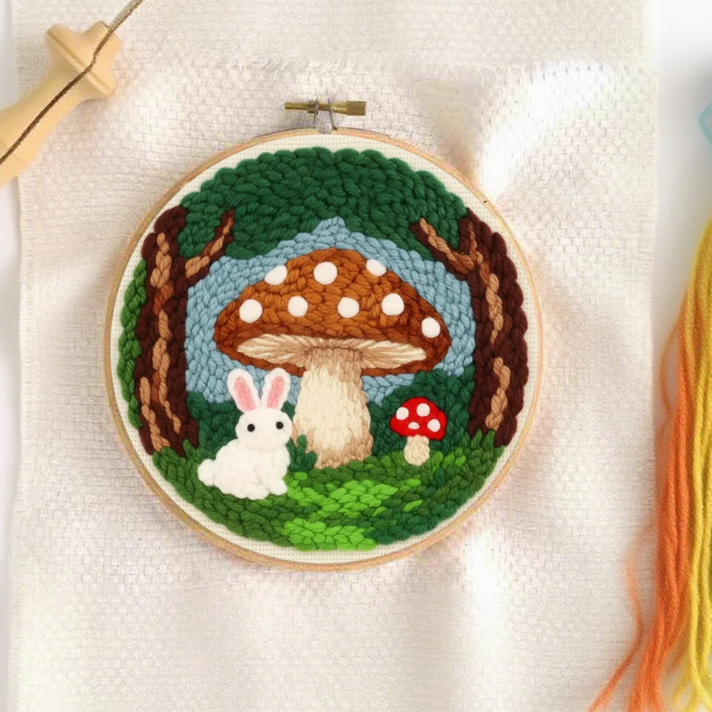 Whimsical Forest Bunny Mushroom Punch Needle Kit – Gift for Handcraft Enthusiasts | Warm Cute Home Decor - image 9