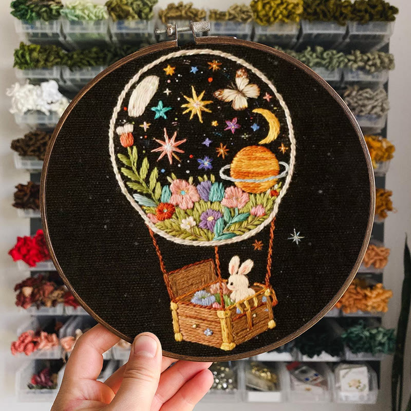 Rubbyoo Embroidery Kit - Bunny Cosmos Balloon | Enchanting Home Accent | Ideal Creative Gift - image 9