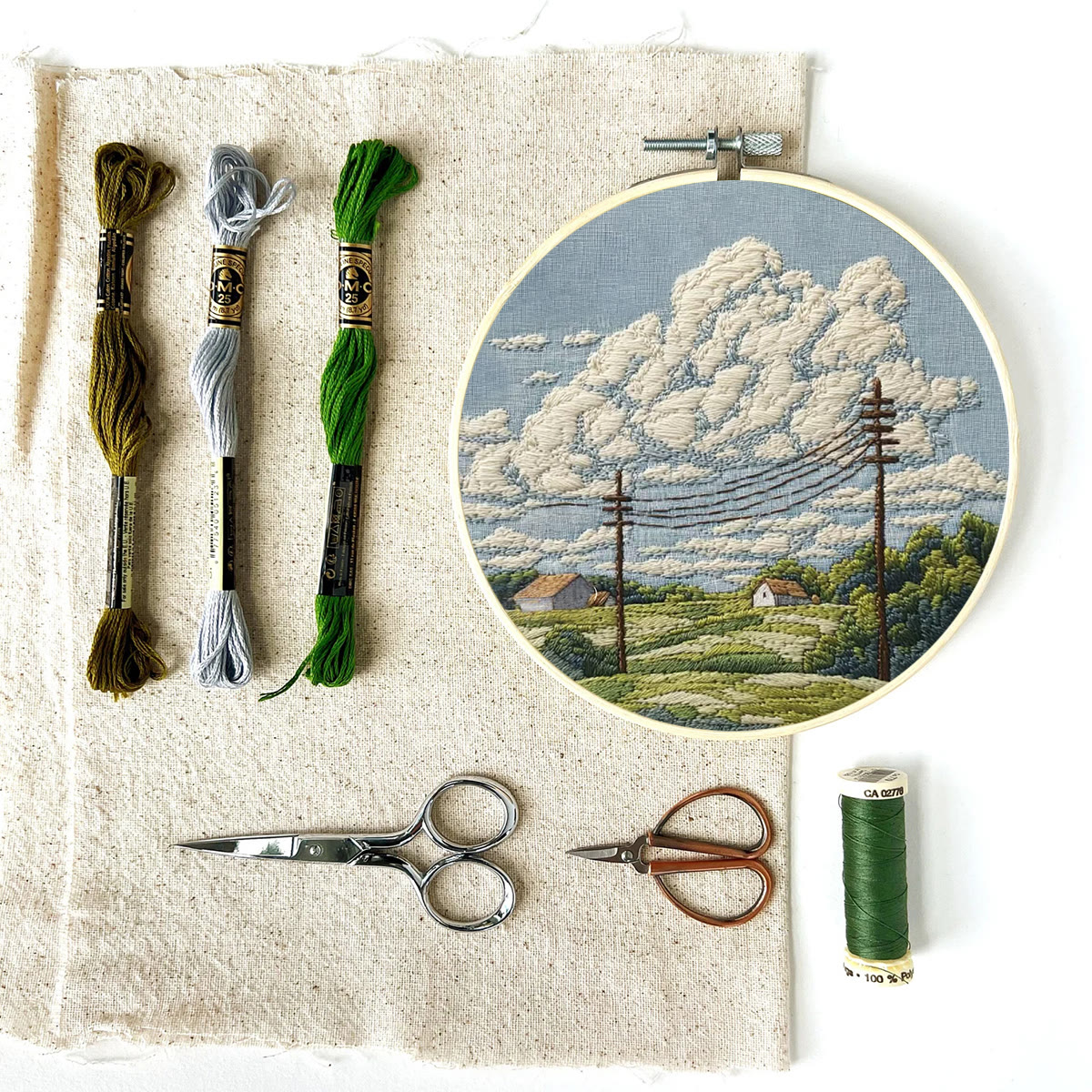 Rubbyoo Embroidery Kit - Rural Cloudscape Scene | Fresh Indoor Hanging Decor | Ideal Gifting Choice - image 12