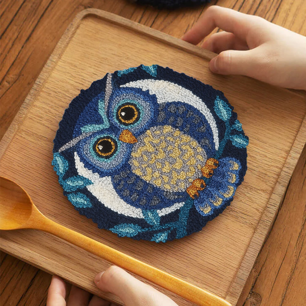 Blue Owl Punch Needle Kit - Handmade Craft | Detailed Outlines  - 5 inch Coaster Kit - image 11