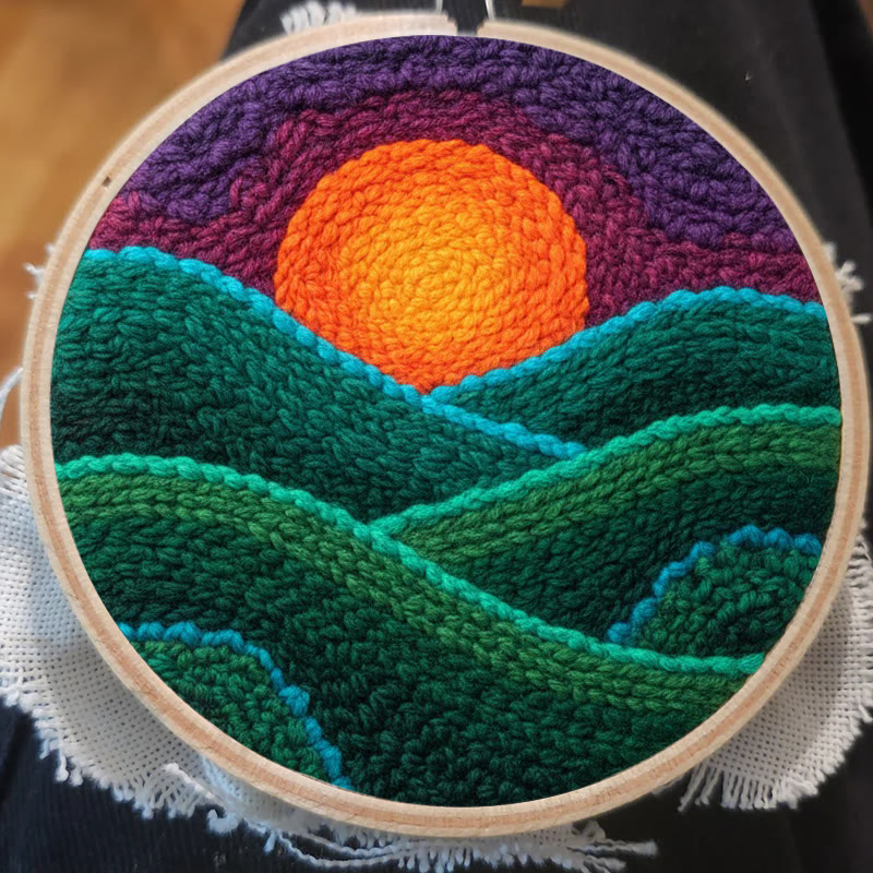 Purple Hued Sunset Mountain Range Punch Needle Kit – Handmade Decor Pendant | Newbie Friendly Diy Craft - image 7