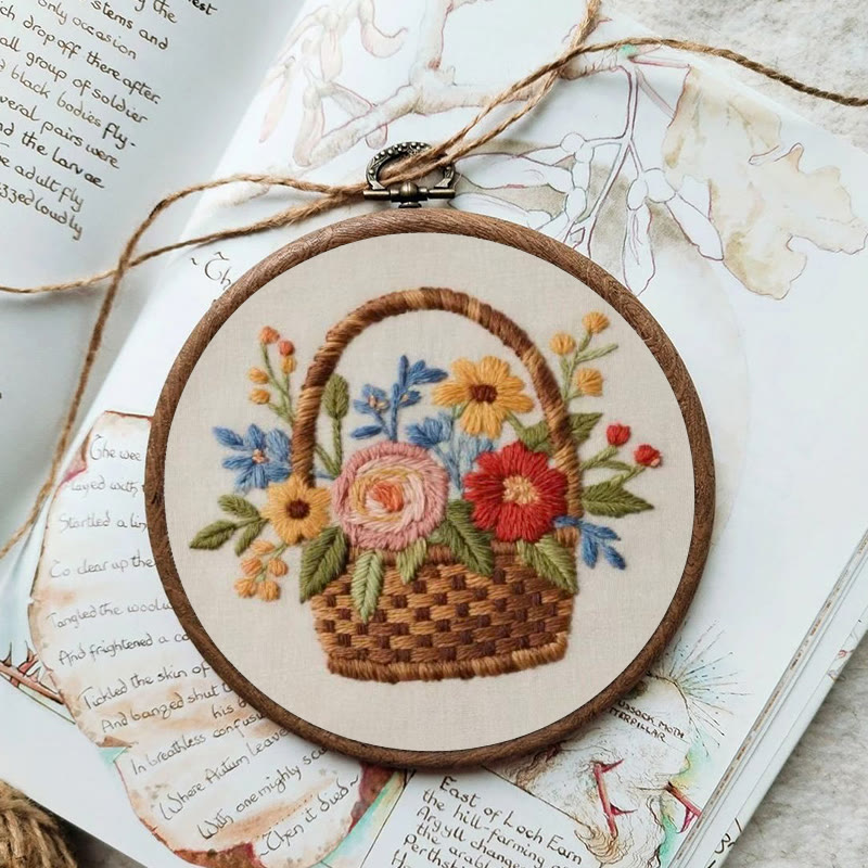 Rubbyoo Embroidery Kit - Blooming Basket Bouquet | Botanical Stitch Design | Charming Decorative Showcase - image 5