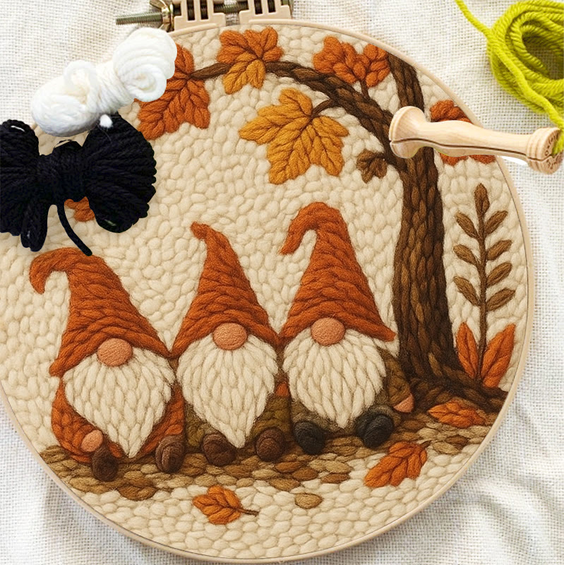   Gnomes Under The Tree Punch Needle Kit - Autumn Handmade Artwork | Diy Halloween Craft  - image 10