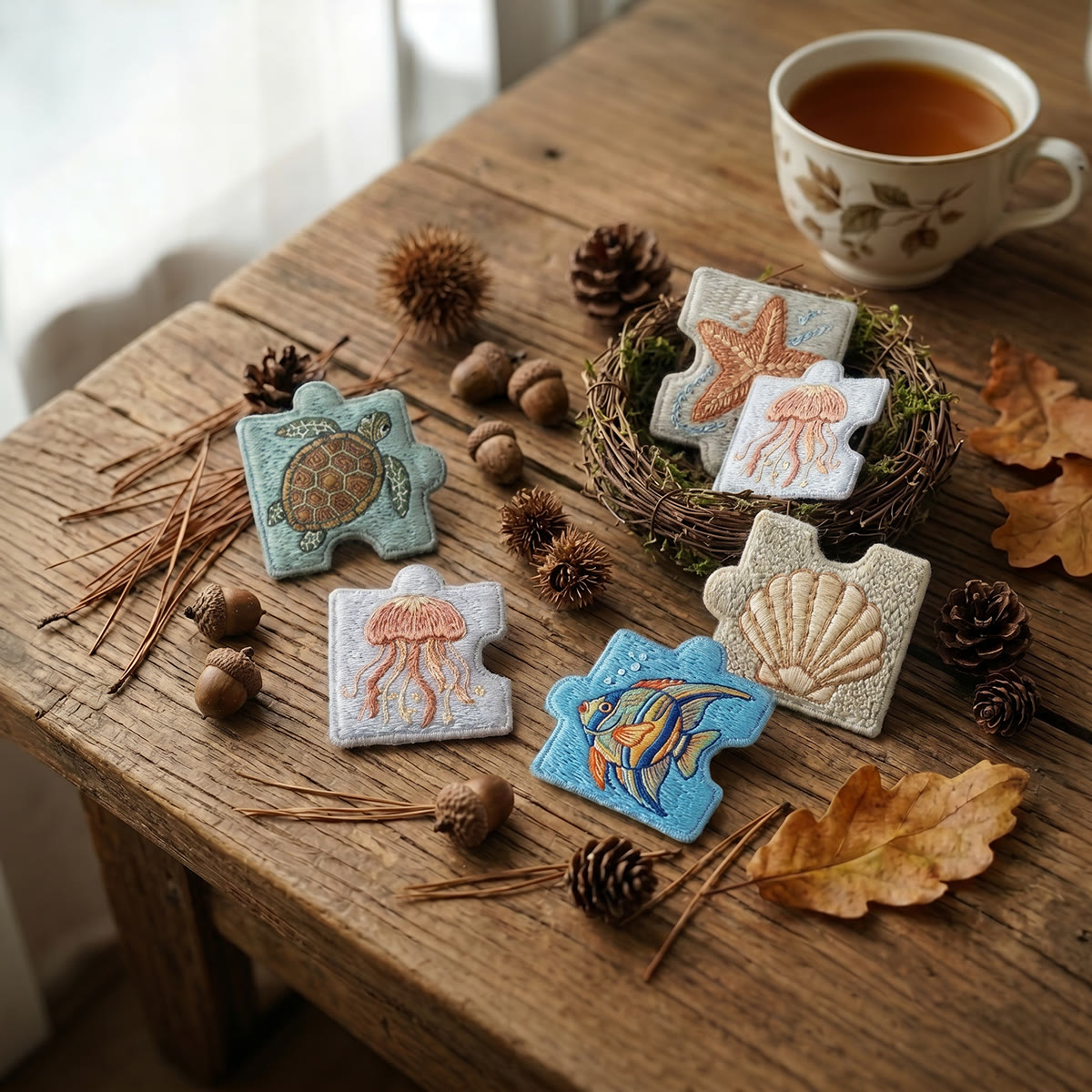 Rubbyoo Diy Magnet & Brooch Embroidery Puzzle Kit - Cute Sea Animal | Unique Handmade Gift - image 5