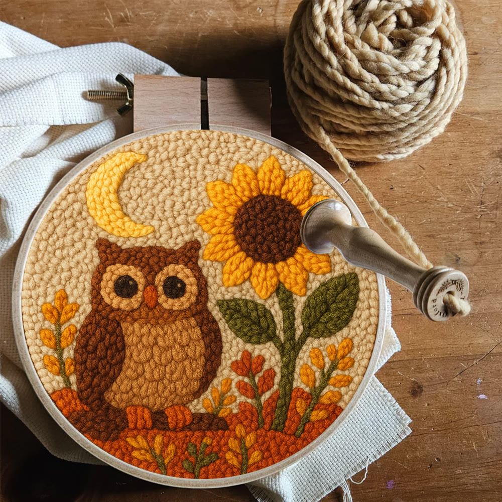 Autumn Owl Sunflower Punch Needle Kit - Gift For Diy Enthusiasts | Cozy Home Decor  - image 7